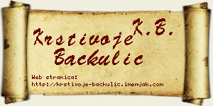 Krstivoje Bačkulić vizit kartica